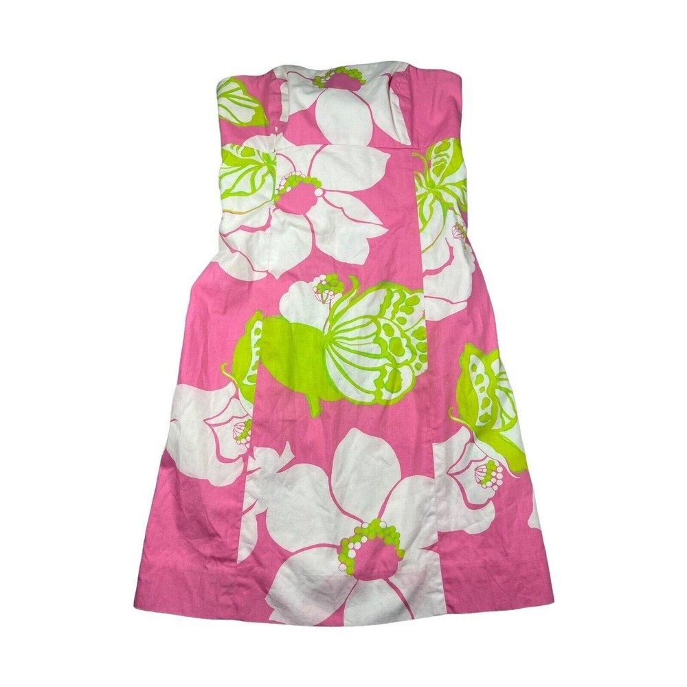Lilly Pulitzer Strapless Back Tie Mini Dress Size‎ 0 hotty pink she’s a piston
